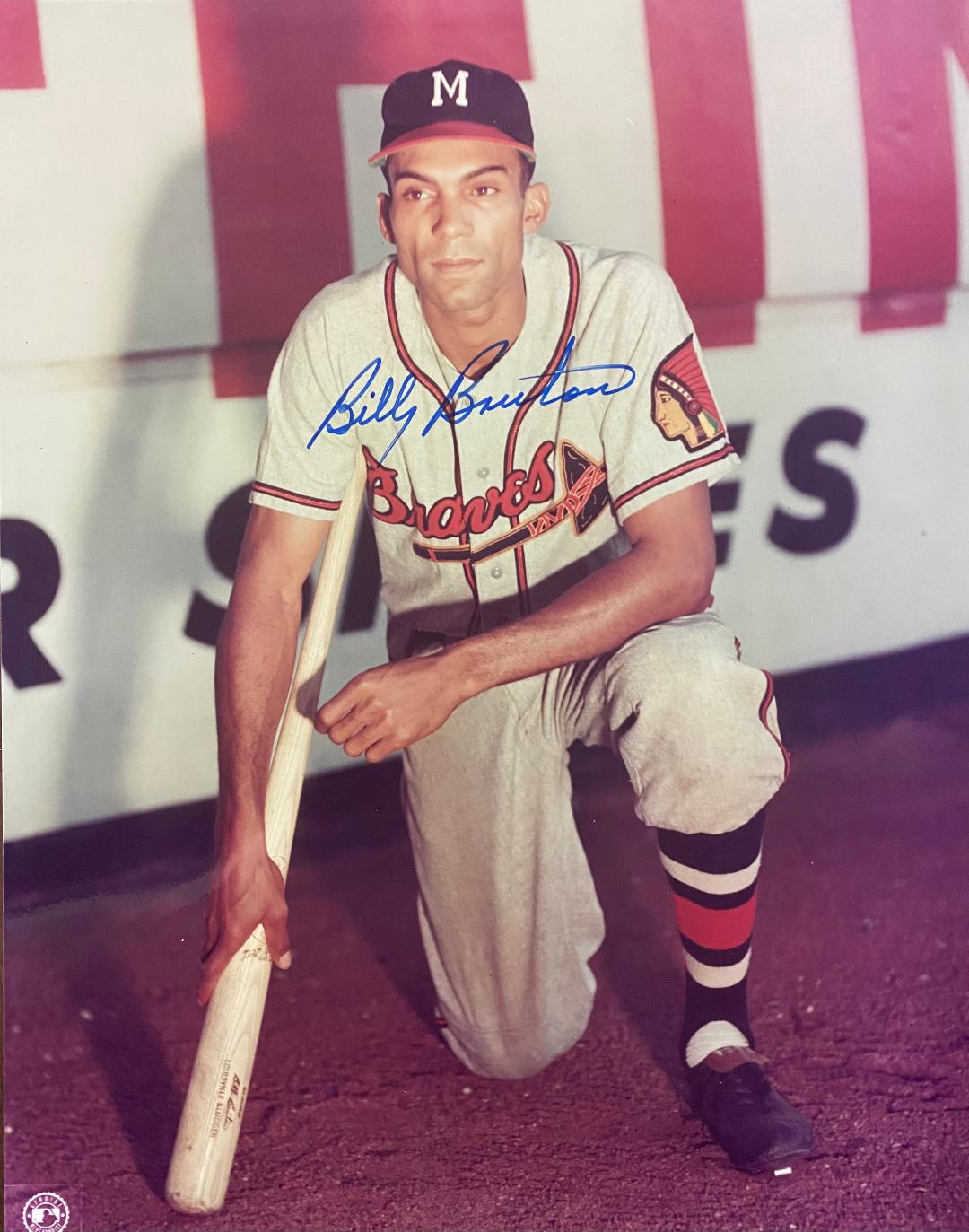 BILLY BRUTON (d) SIGNED 8X10 MILW. BRAVES PHOTO #2