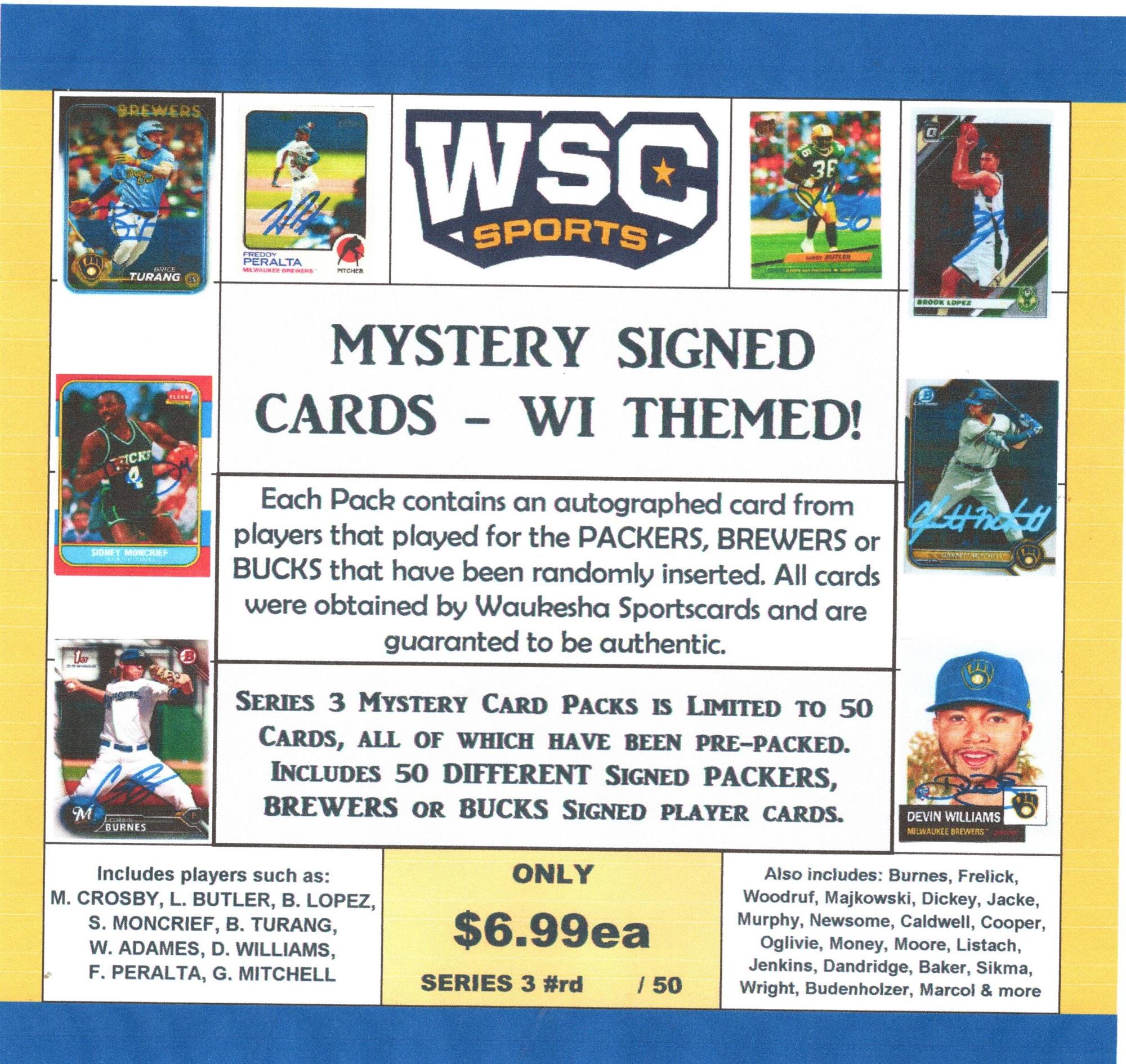 WSC SPORTS MYSTERY SIGNED CARD BOX - WI SPORTS EDITION - SERIES 2