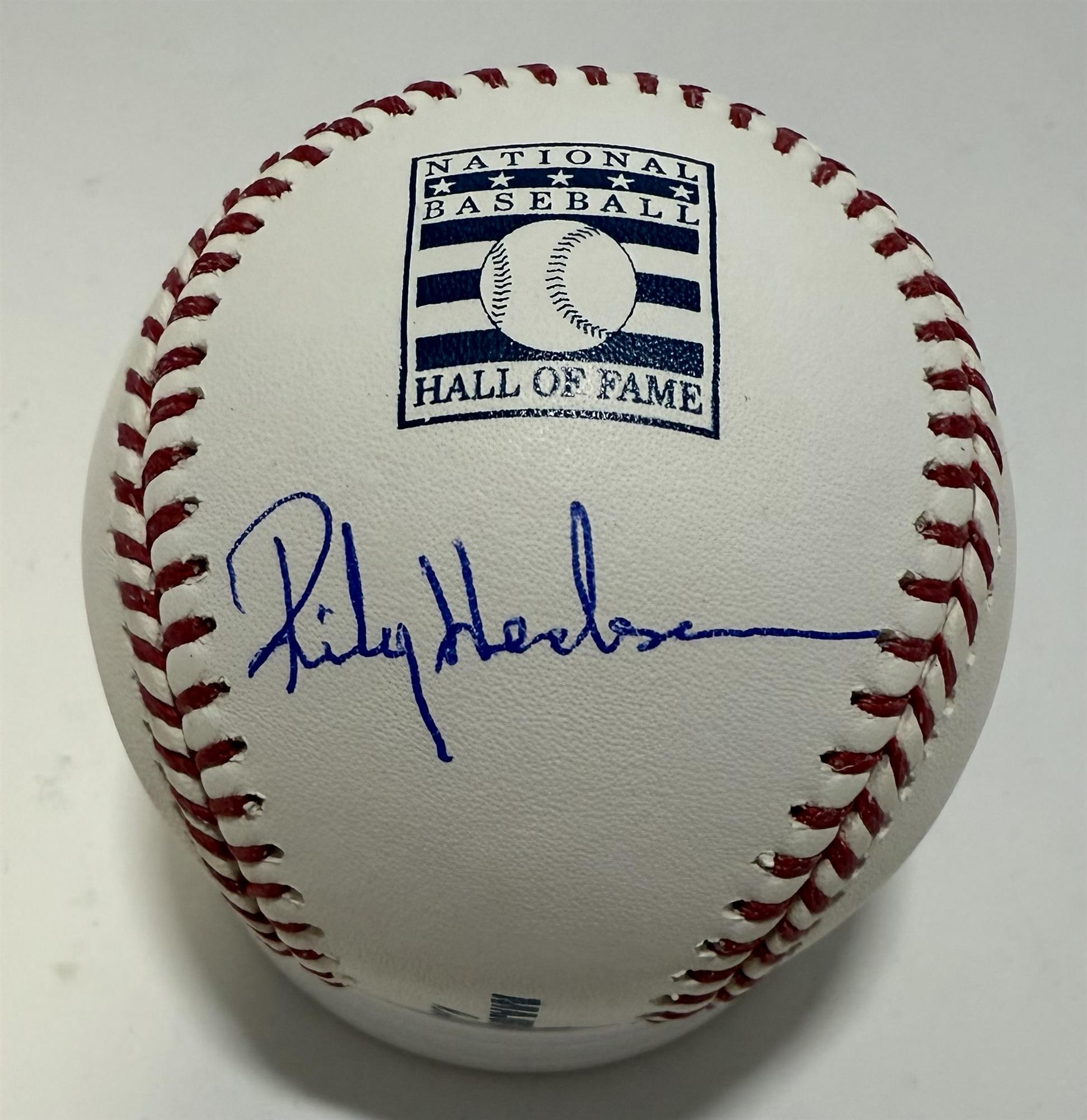 RICKEY HENDERSON SIGNED OFFICIAL MLB HOF LOGO BASEBALL - JSA