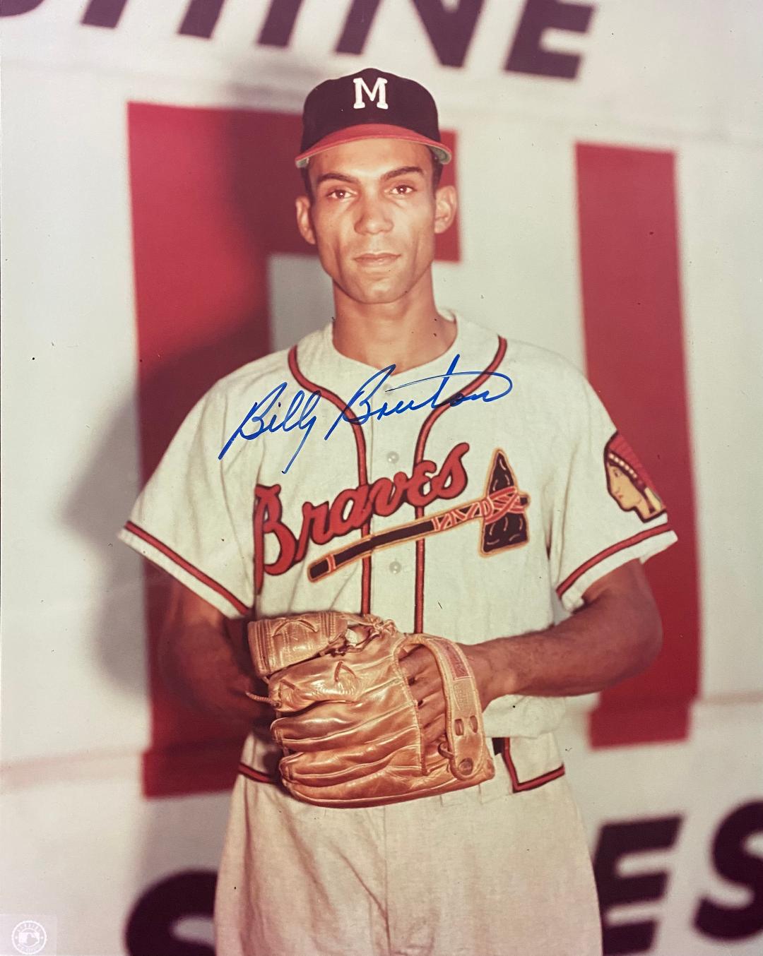 BILLY BRUTON (d) SIGNED 8X10 MILW. BRAVES PHOTO #1