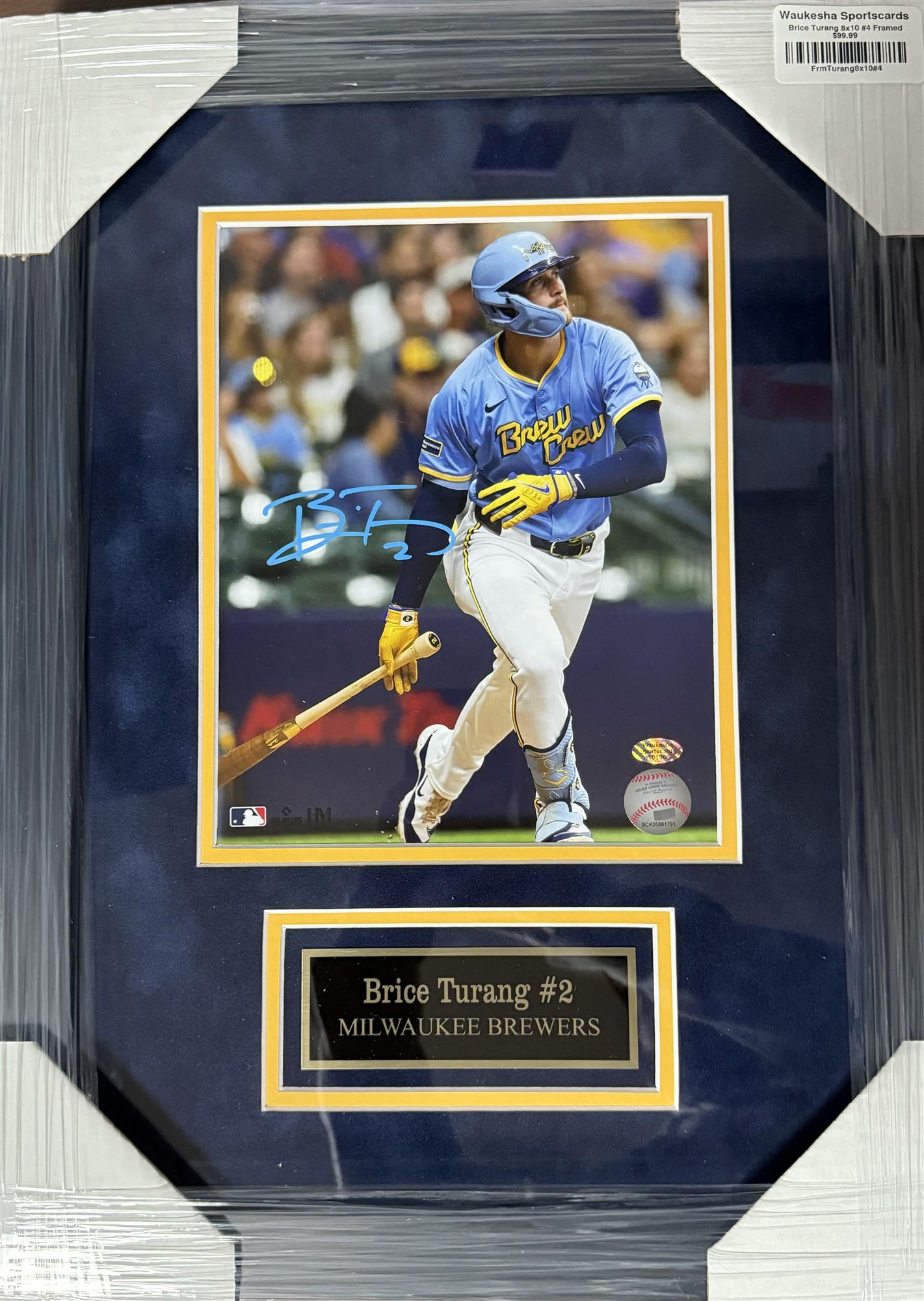 BRICE TURANG FRAMED SIGNED BREWERS 8X10 PHOTO #4