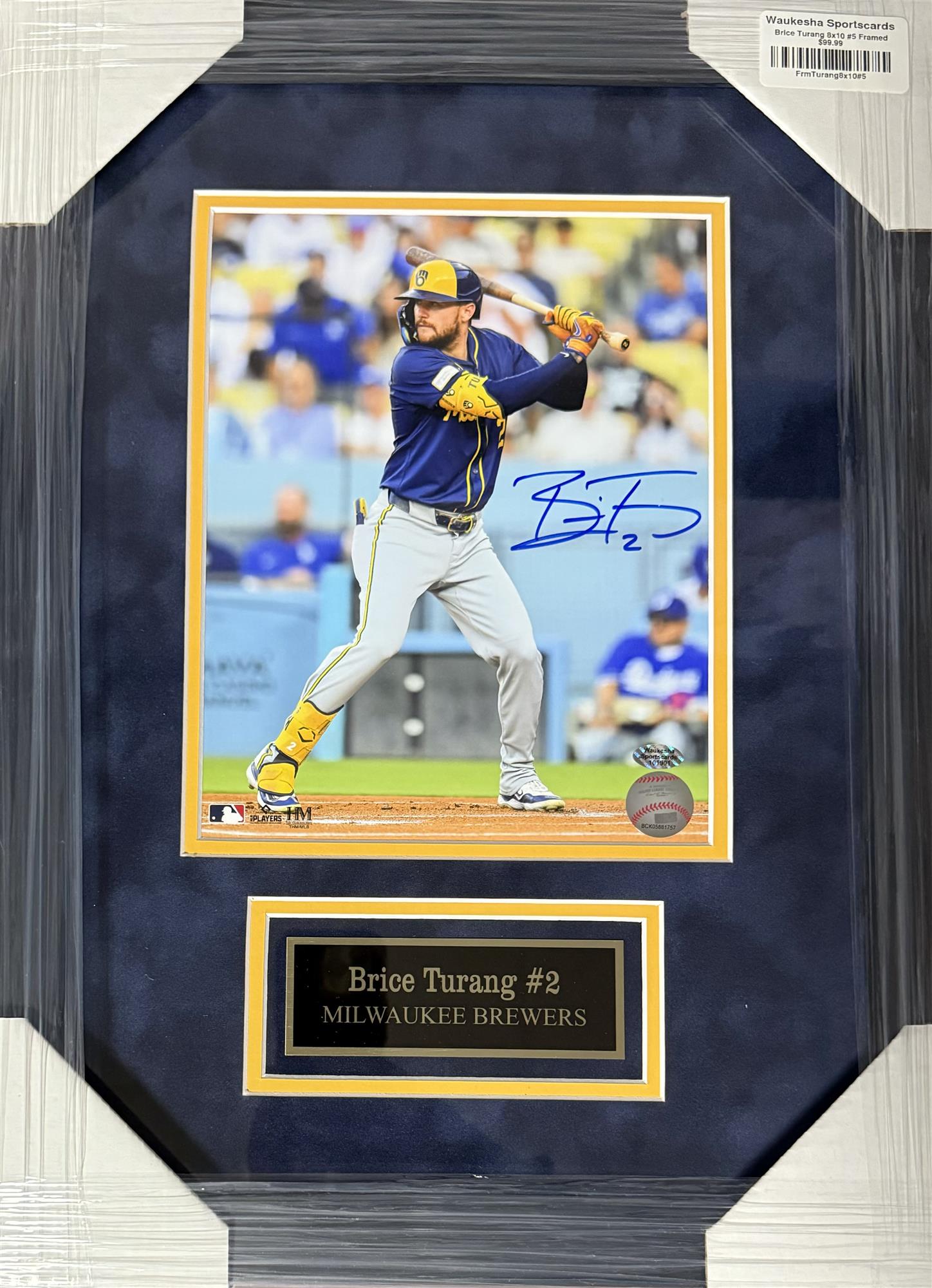 BRICE TURANG FRAMED SIGNED BREWERS 8X10 PHOTO #5