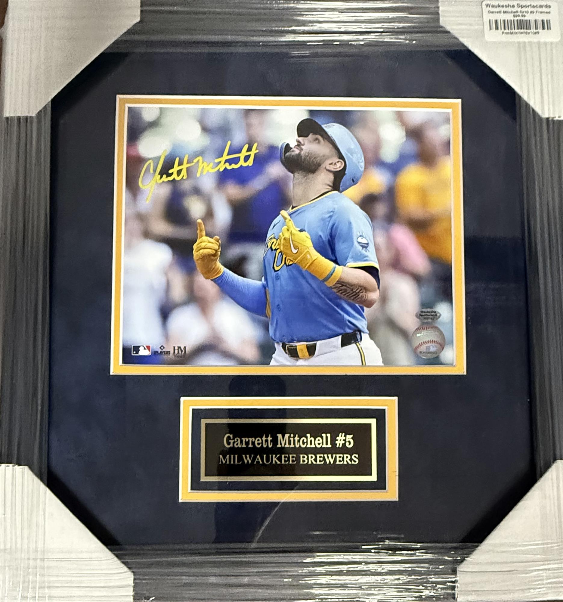 GARRETT MITCHELL FRAMED SIGNED BREWERS 8X10 PHOTO #9