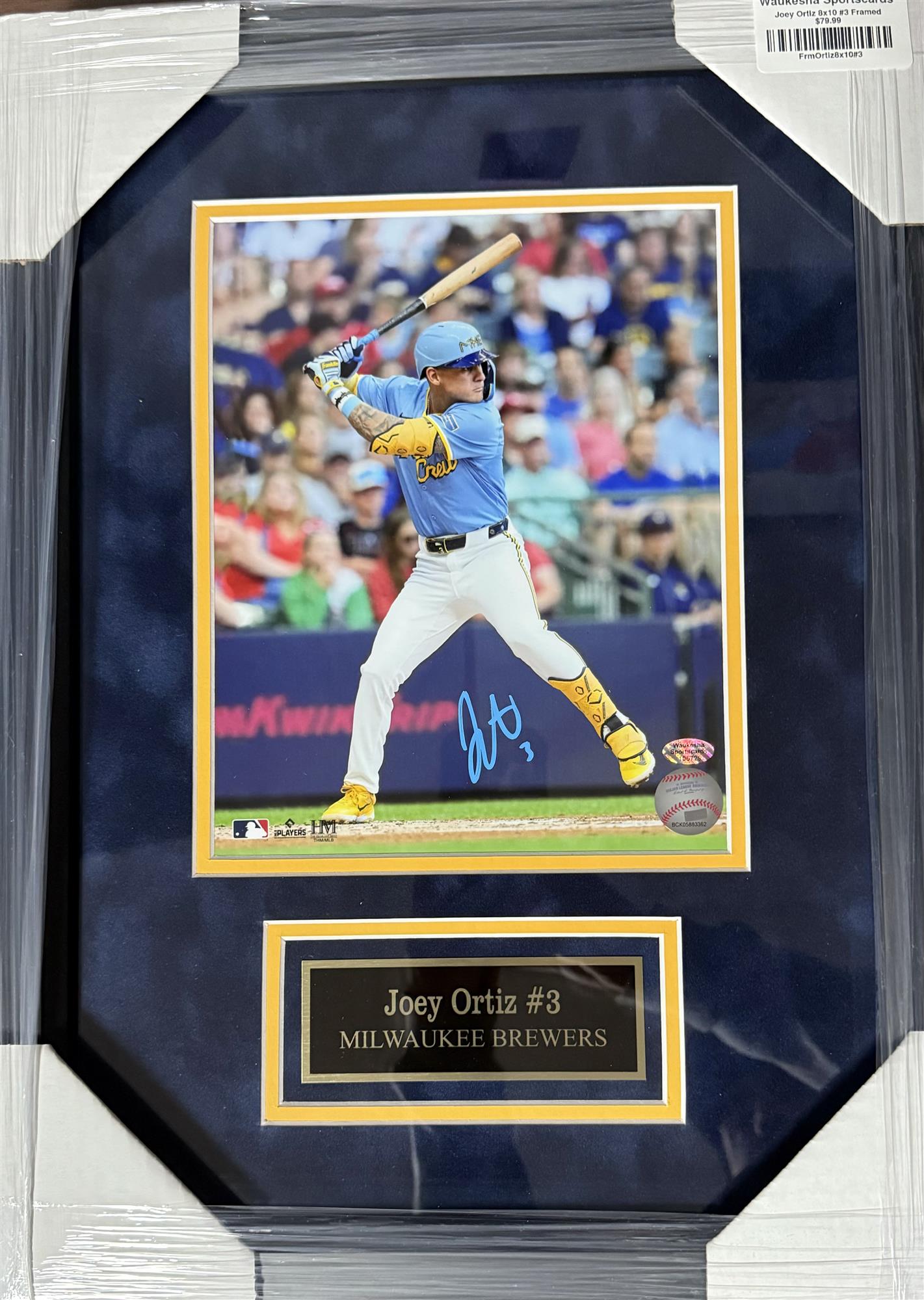 JOEY ORTIZ FRAMED SIGNED BREWERS 8X10 PHOTO #3