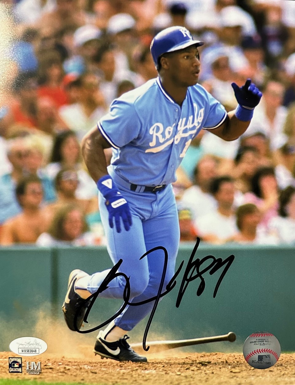 BO JACKSON SIGNED 8X10 KC ROYALS PHOTO #1 - JSA