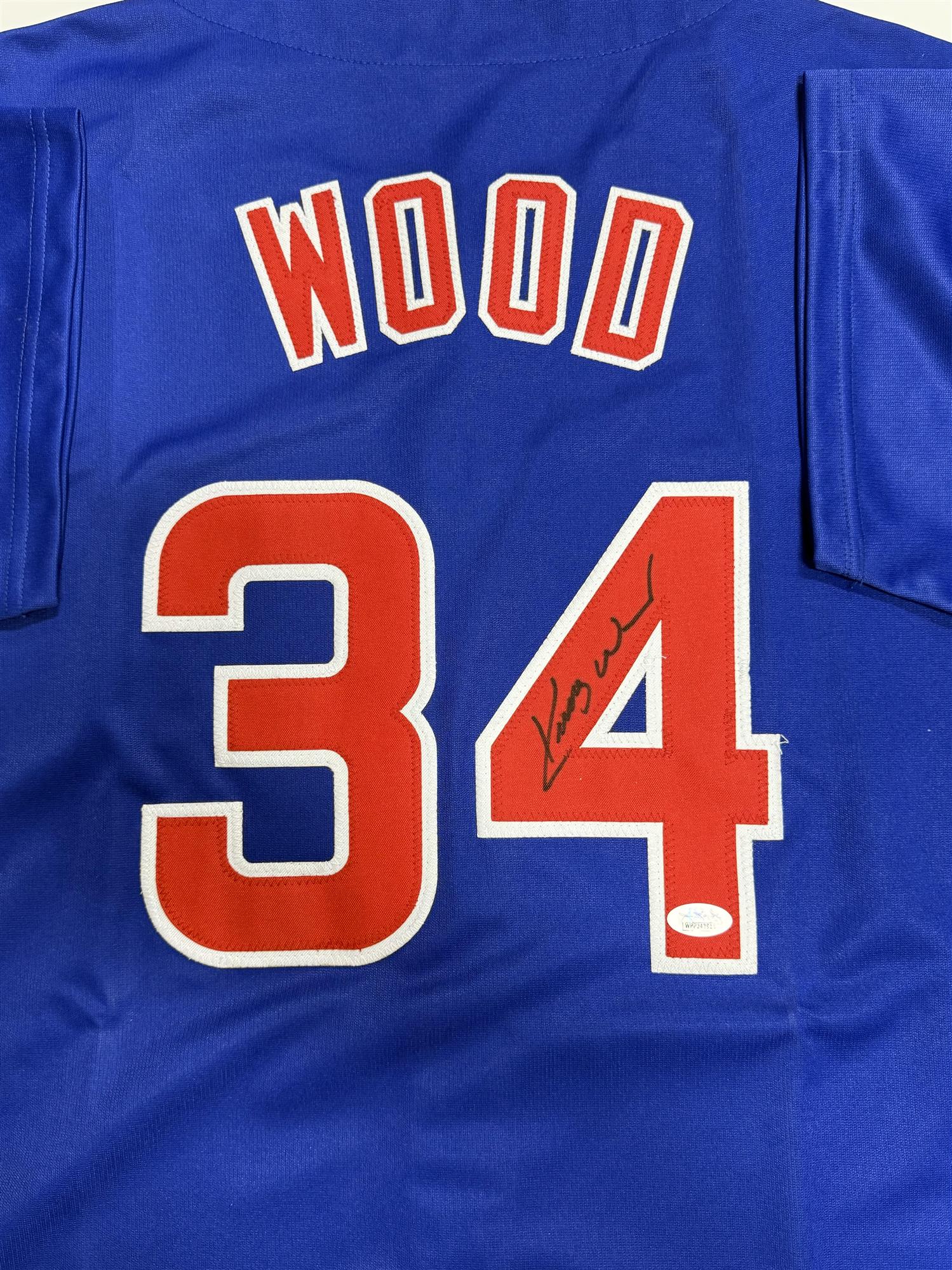 KERRY WOOD SIGNED CHICAGO CUBS CUSTOM BLUE JERSEY - JSA