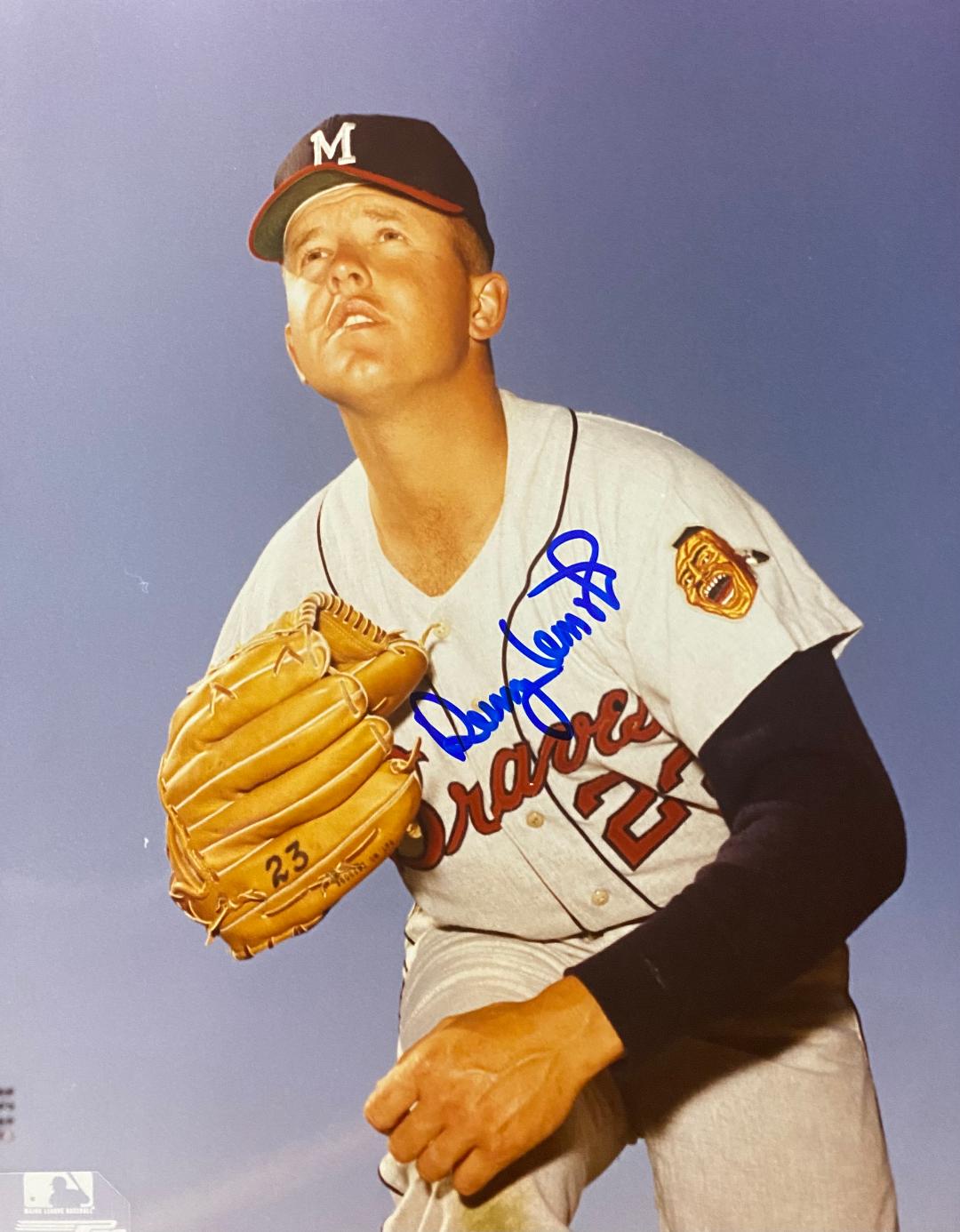 DENNY LEMASTER SIGNED 8X10 BRAVES PHOTO #2