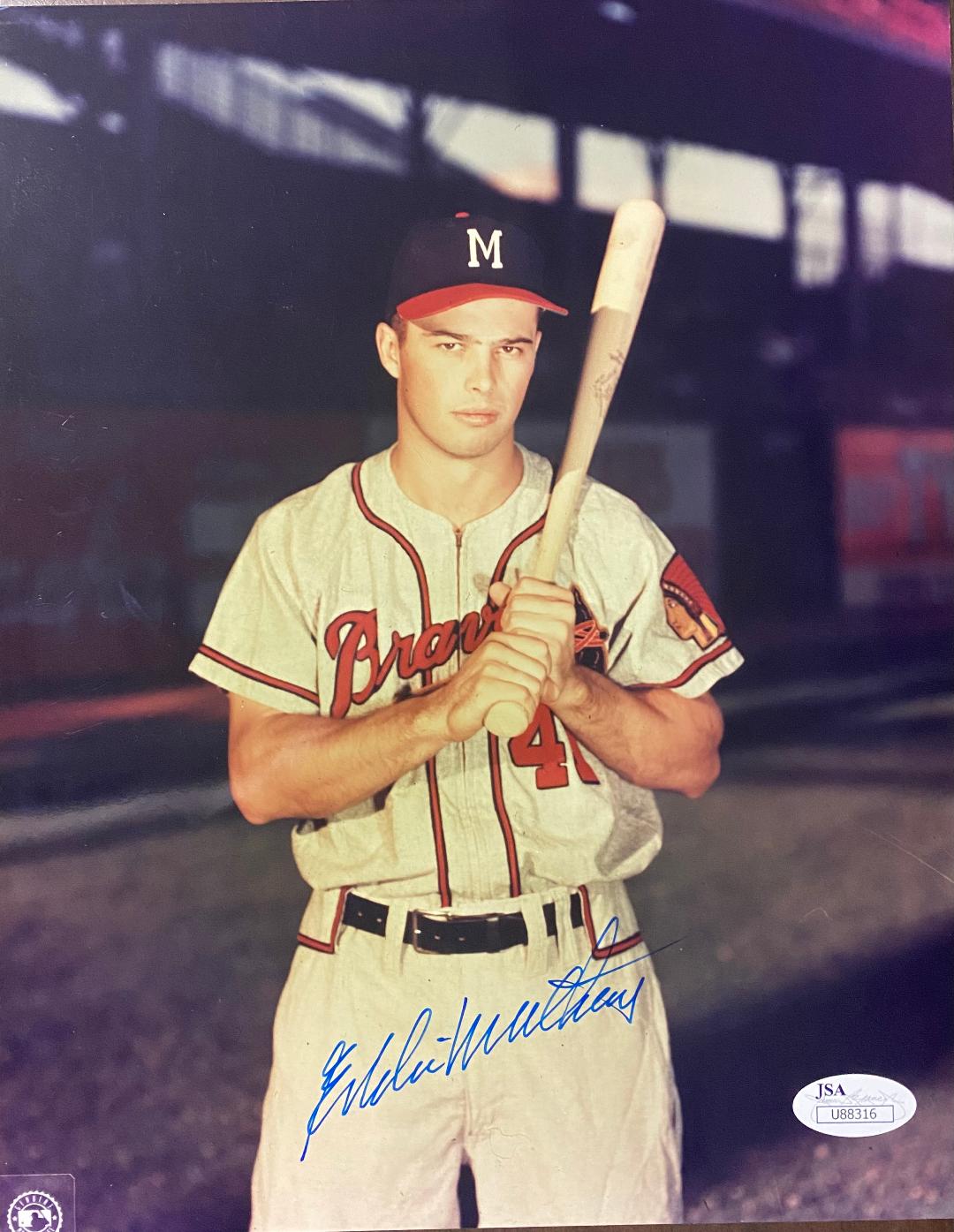 EDDIE MATHEWS (d) SIGNED 8X10 MILW. BRAVES PHOTO #3