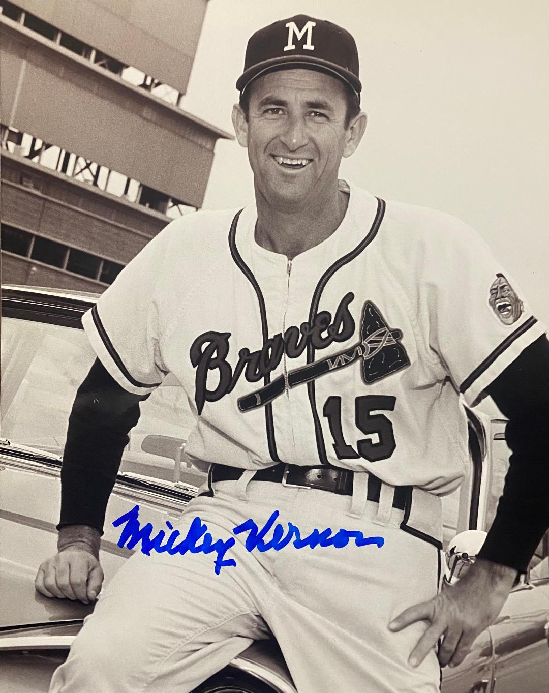 MICKEY VERNON SIGNED 8X10 BRAVES PHOTO #1