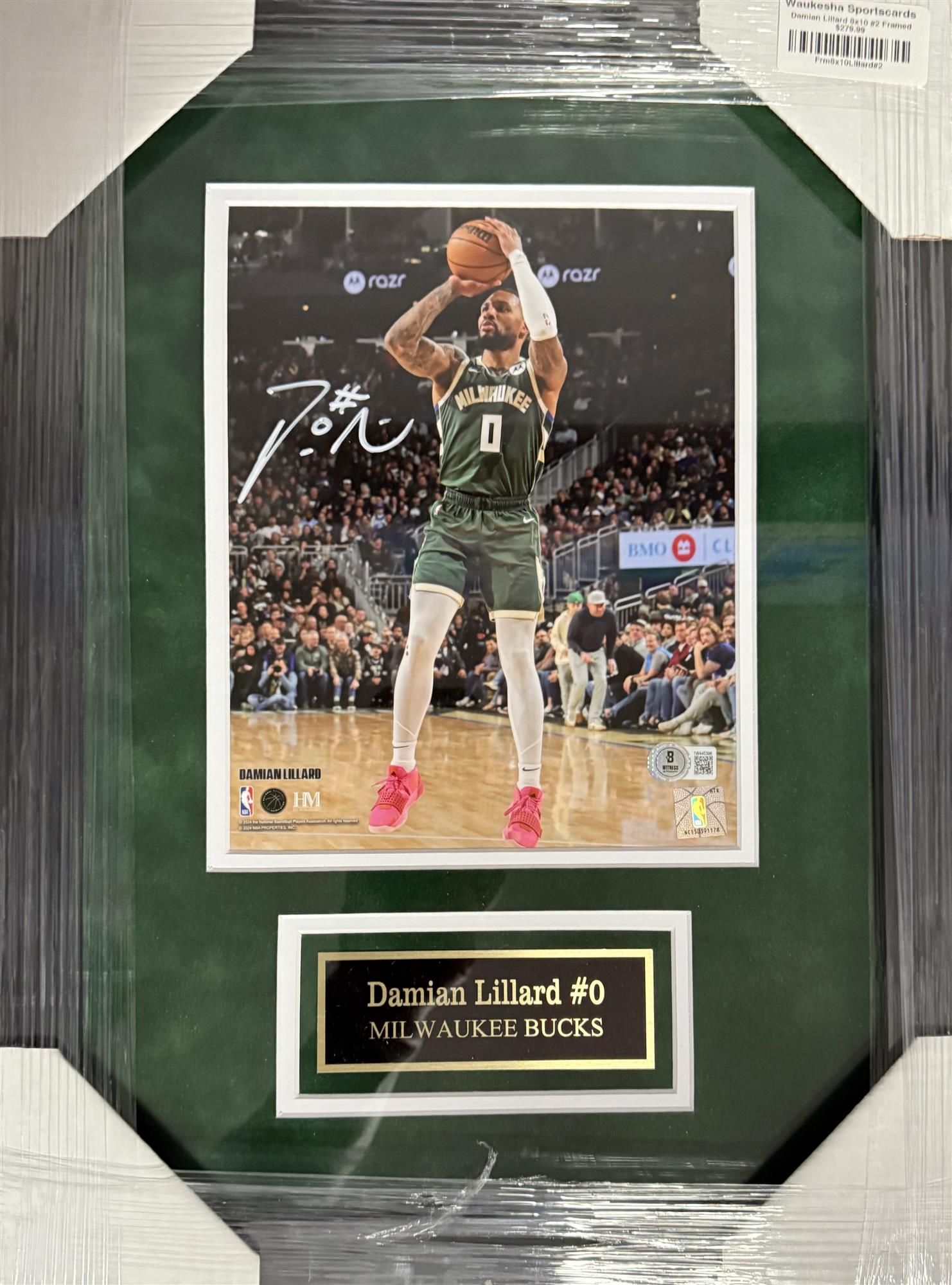 DAMIAN LILLARD FRAMED SIGNED BUCKS 8X10 PHOTO #2