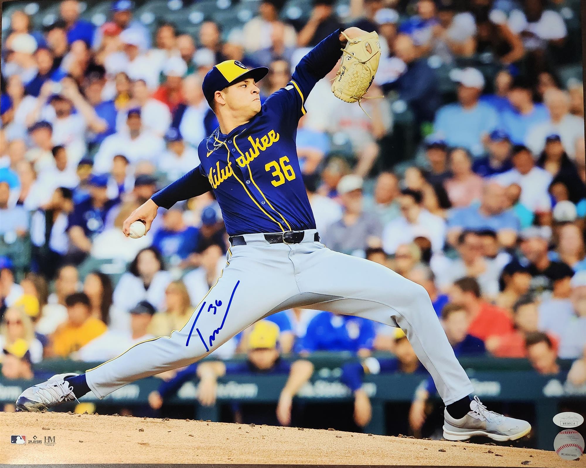 TOBIAS MYERS SIGNED BREWERS 16X20 PHOTO #2 - JSA