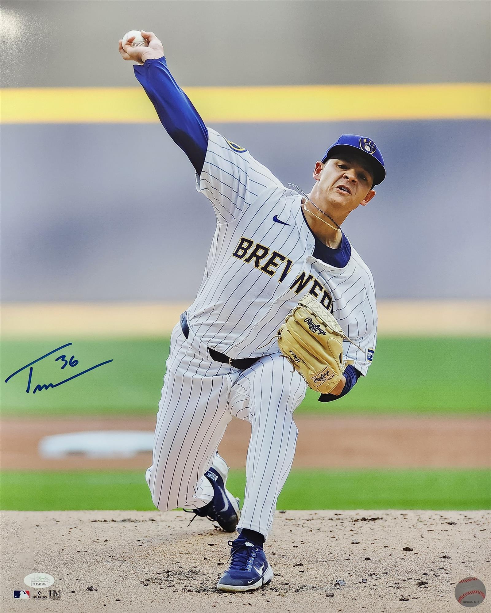 TOBIAS MYERS SIGNED BREWERS 16X20 PHOTO #3 - JSA