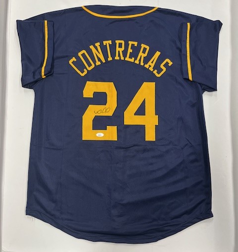 WILLIAM CONTRERAS SIGNED CUSTOM REPLICA BREWERS BLUE JERSEY - JSA