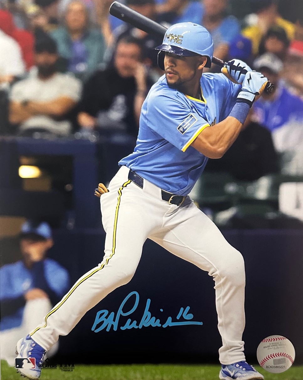 BLAKE PERKINS SIGNED 8X10 BREWERS PHOTO #1