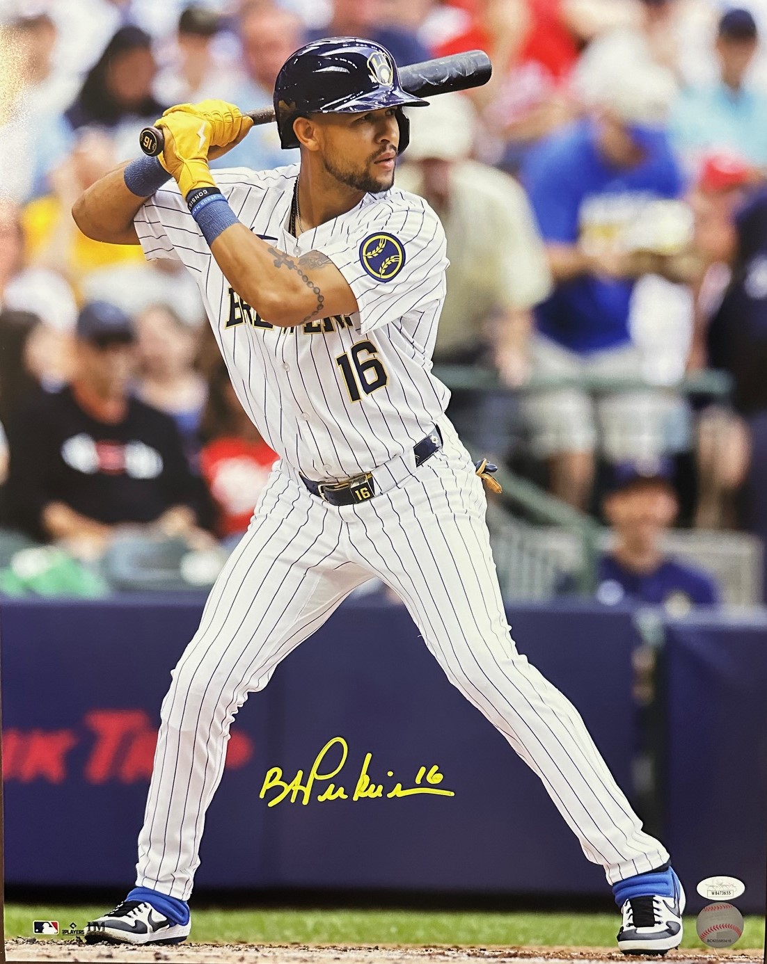 BLAKE PERKINS SIGNED BREWERS 16X20 PHOTO #2 - JSA