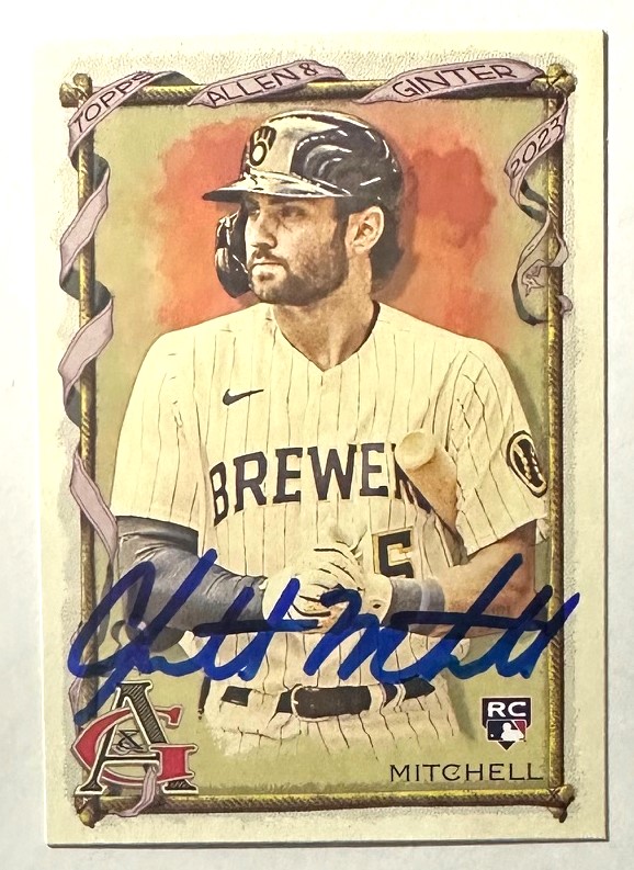 GARRETT MITCHELL SIGNED 2023 TOPPS ALLEN & GINTER BREWERS ROOKIE CARD #117