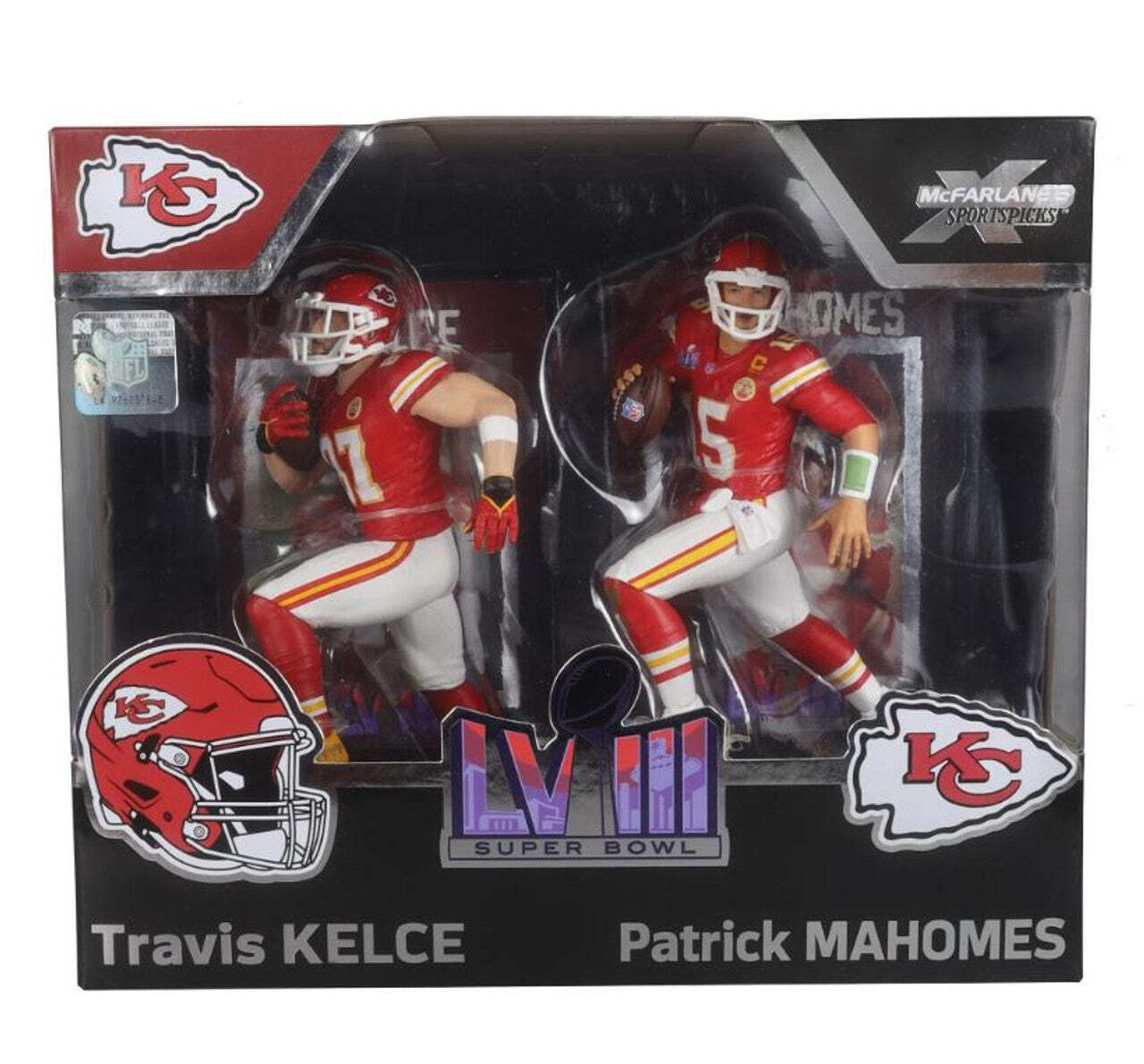 TRAVIS KELCE/PATRICK MAHOMES NFL 7" MCFARLANE SPORTSPICKS LEGACY POSED FIGURE