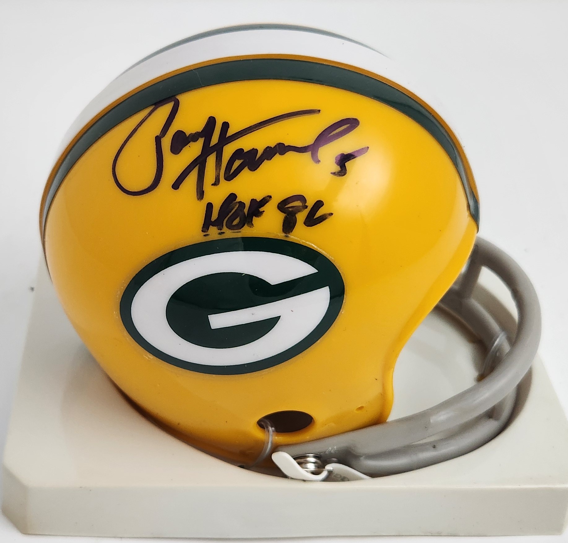 PAUL HORNUNG SIGNED PACKERS 2 BAR MINI HELMET W/ HOF