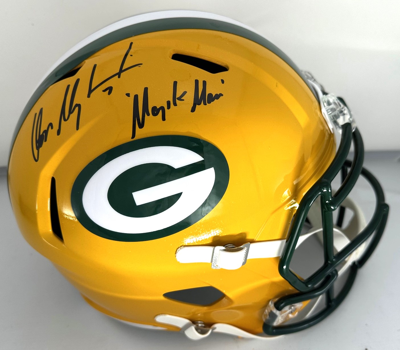 DON MAJKOWSKI SIGNED FULL SIZE PACKERS REPLICA SPEED HELMET W/ MAJIK - BAS