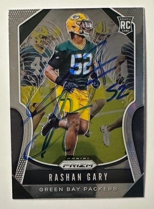 RASHAN GARY SIGNED 2019 PANINI PRIZM PACKERS ROOKIE CARD #317