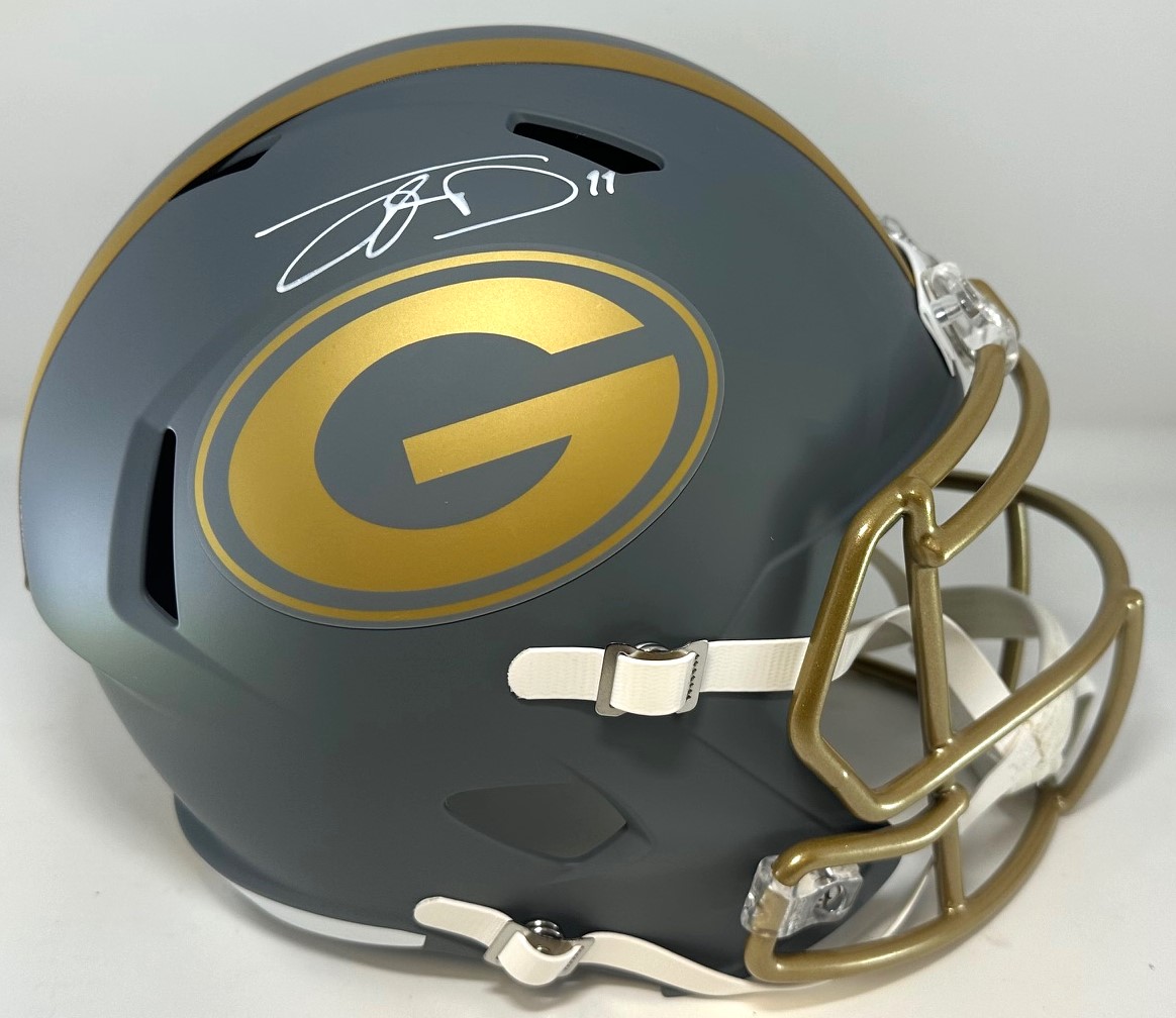 JAYDEN REED SIGNED FULL SIZE PACKERS SLATE REPLICA SPEED HELMET - BAS Copy