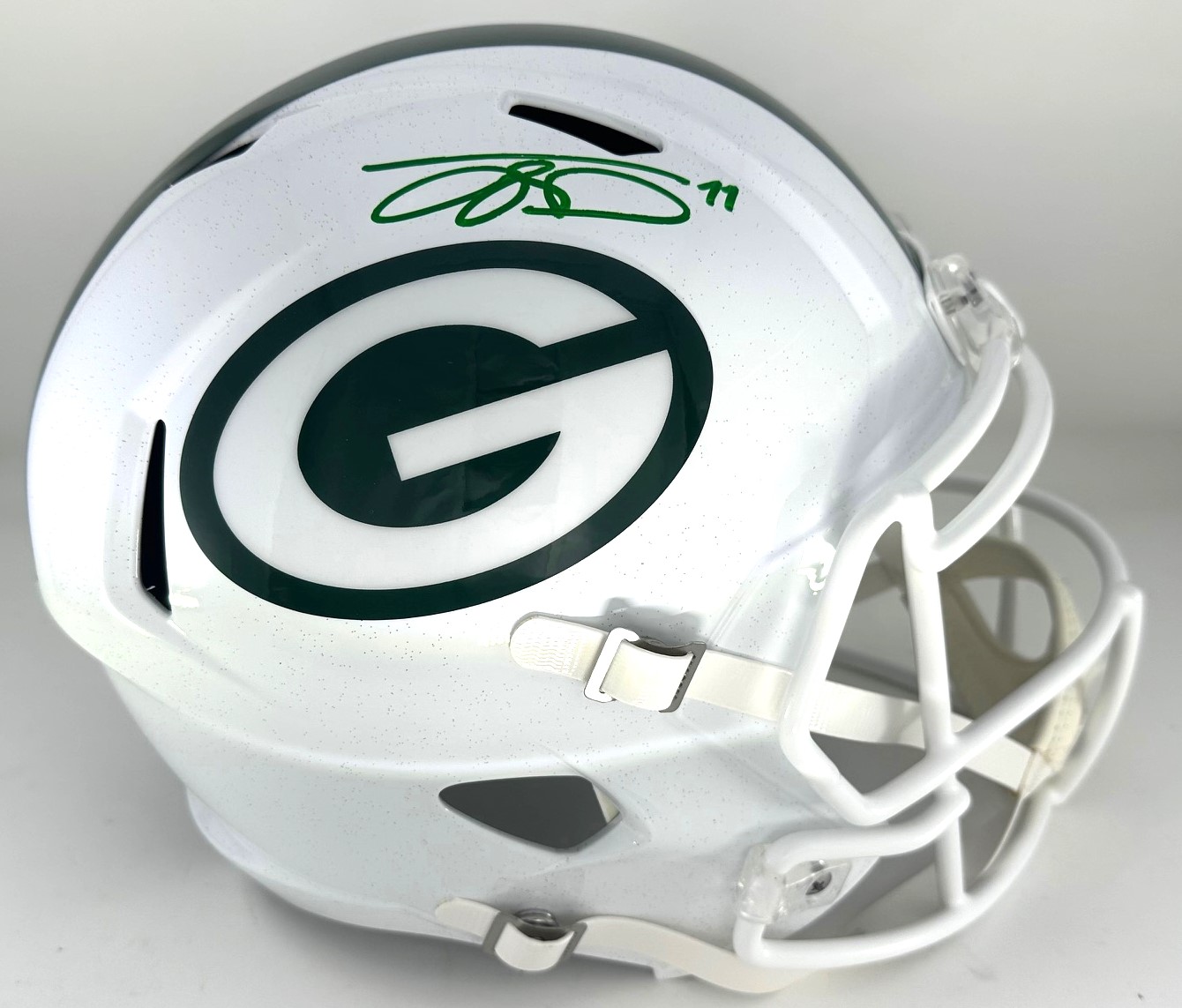 JAYDEN REED SIGNED FULL SIZE PACKERS 2024 ALTERNATE WHITE REPLICA SPEED HELMET - BAS