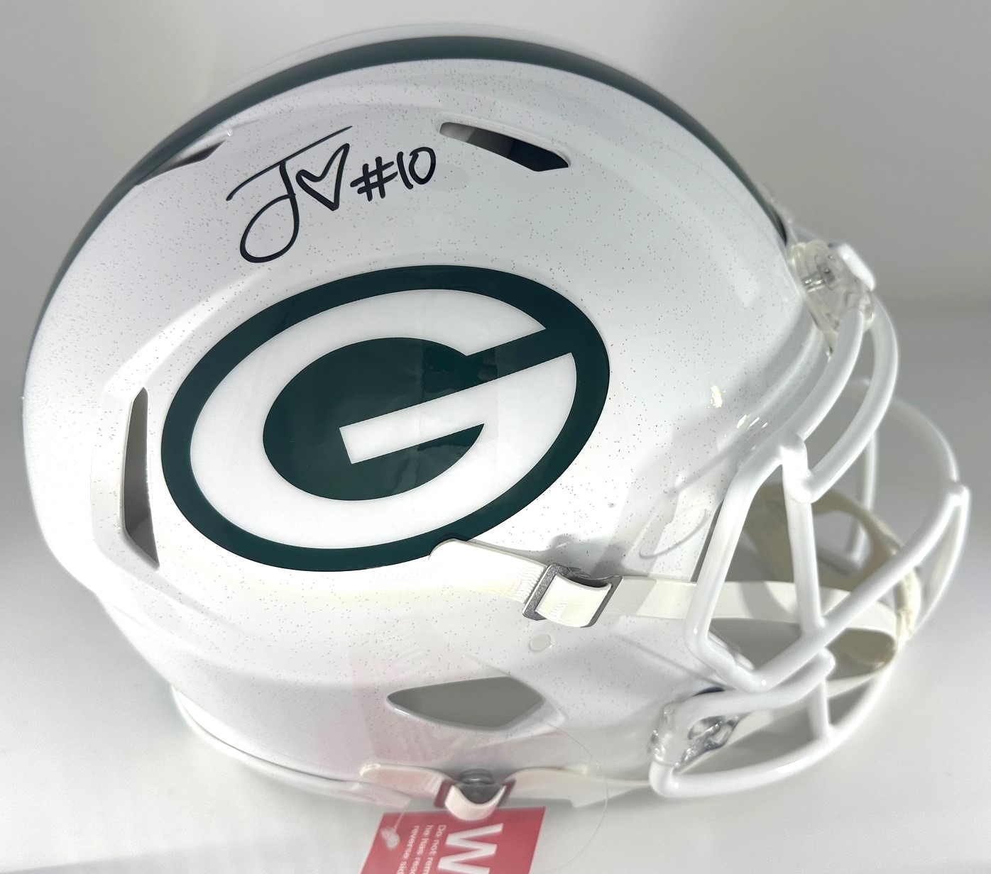 JORDAN LOVE SIGNED FULL SIZE PACKERS 2024 ALTERNATE WHITE AUTHENTIC SPEED HELMET - BAS