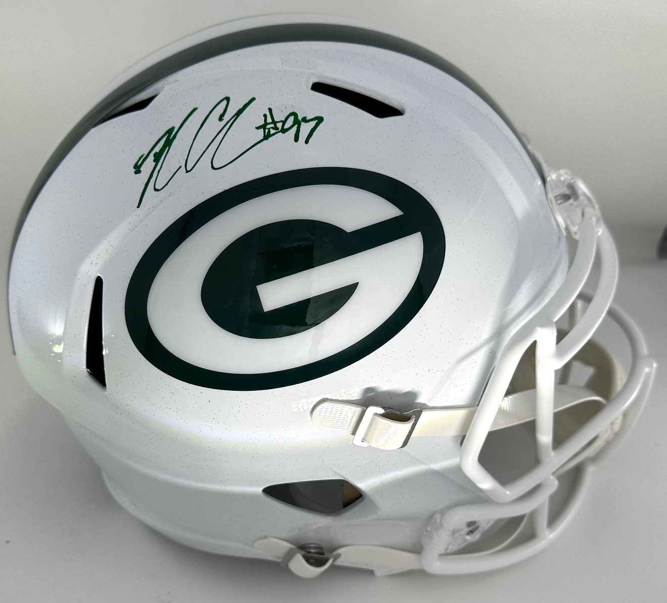 KENNY CLARK SIGNED FULL SIZE PACKERS ALTERNATE WHITE REPLICA SPEED HELMET - JSA