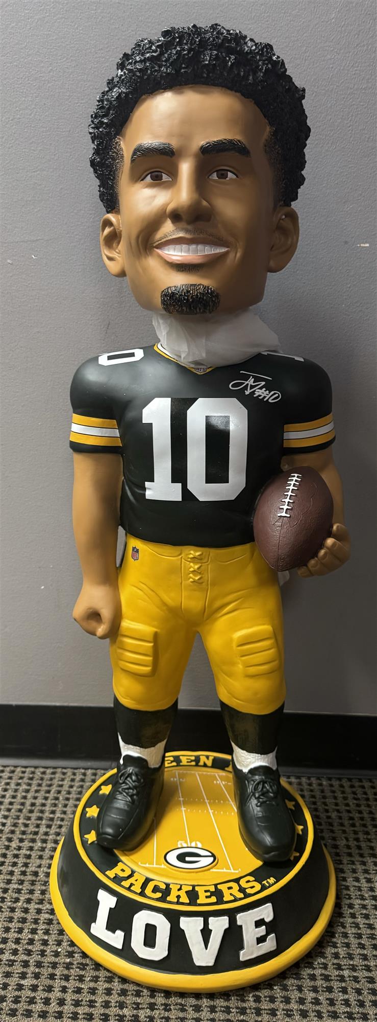 PACKERS JORDAN LOVE SIGNED 3 FOOT FOCO BOBBLEHEAD - BAS