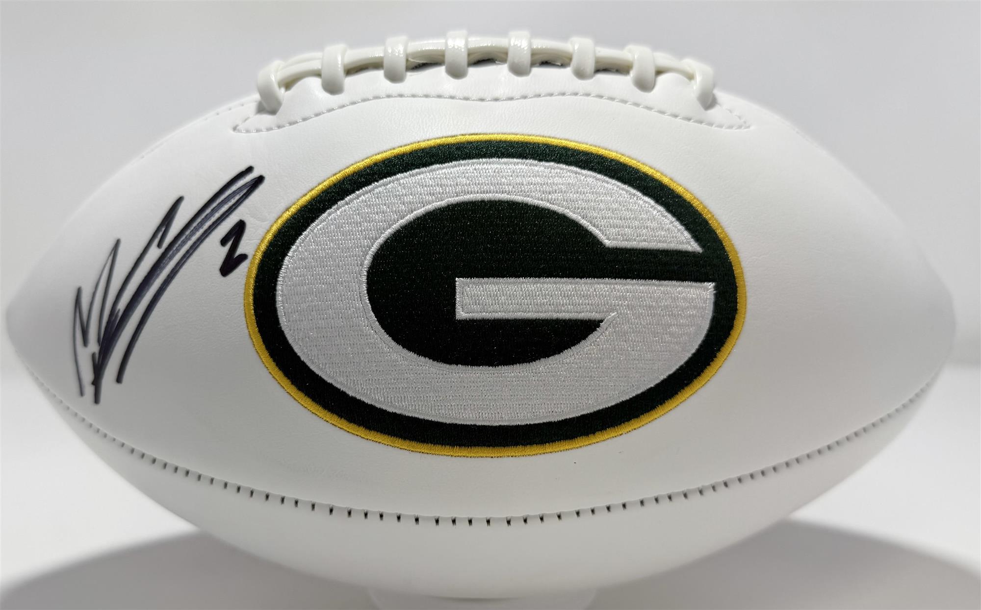 MASON CROSBY SIGNED WILSON PACKERS LOGO WHITE PANEL FOOTBALL - JSA