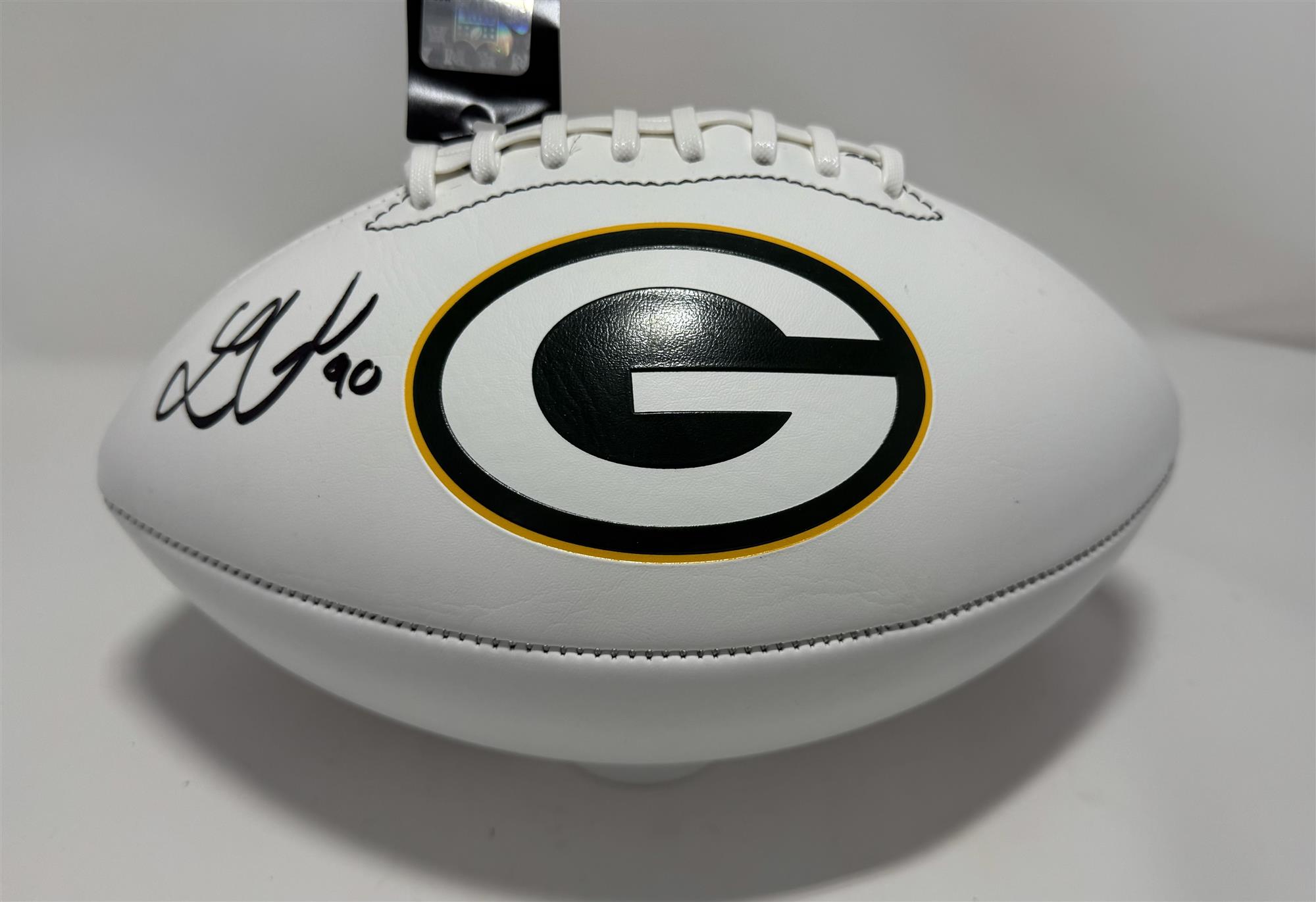 LUKAS VAN NESS SIGNED WHITE PANEL PACKERS LOGO FOOTBALL - JSA