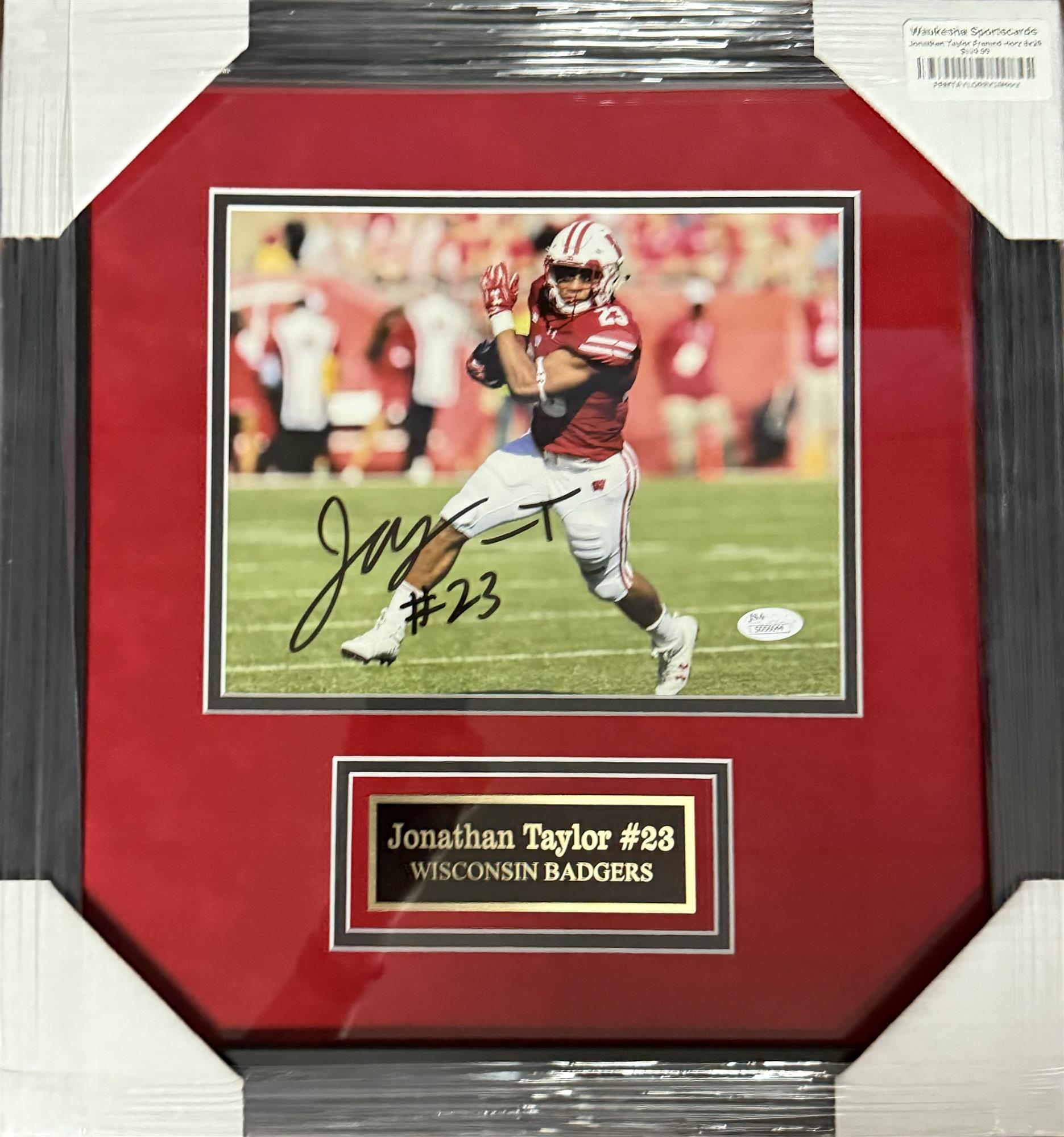 JONATHAN TAYLOR FRAMED SIGNED BADGERS 8X10 PHOTO Horz.