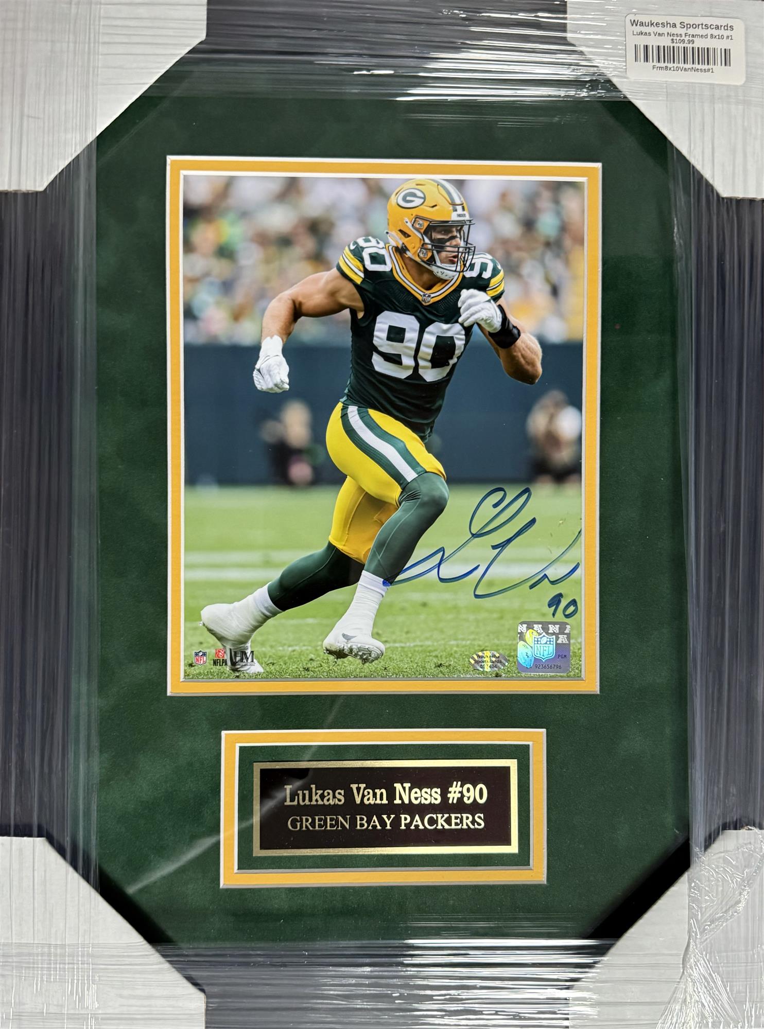 LUKAS VAN NESS FRAMED SIGNED PACKERS 8X10 PHOTO #1