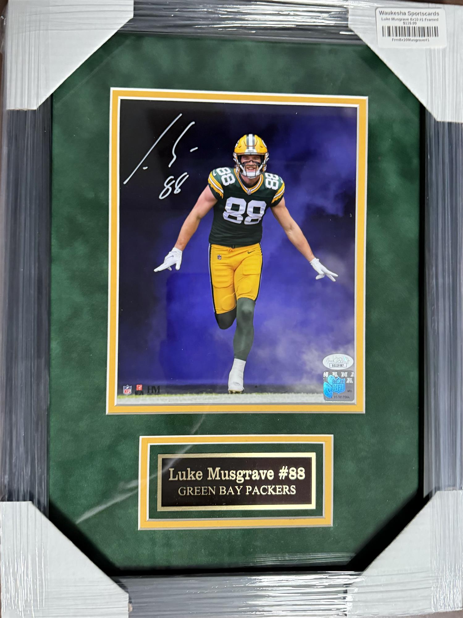 LUKE MUSGRAVE FRAMED SIGNED PACKERS 8X10 PHOTO #1