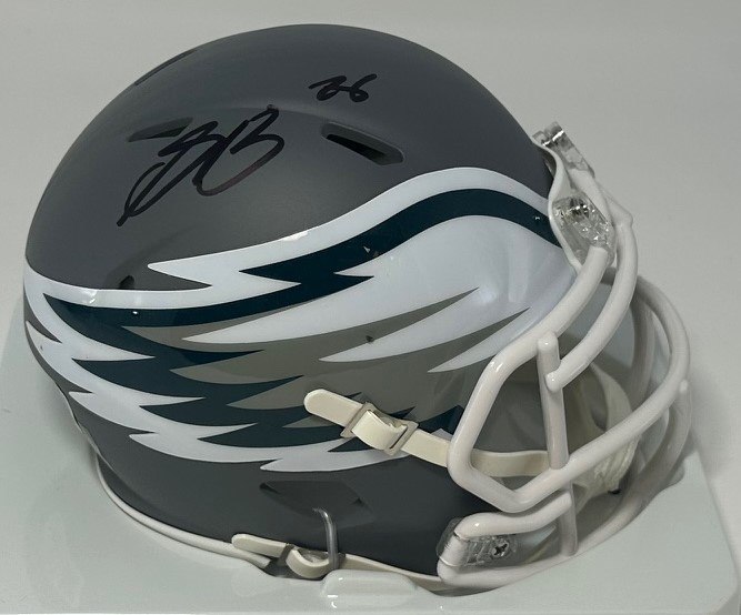 SAQUON BARKLEY SIGNED EAGLES AMP SPEED MINI HELMET - BAS