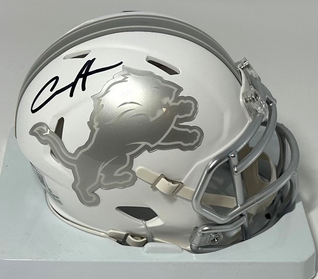 AIDAN HUTCHINSON SIGNED LIONS ICE SPEED MINI HELMET - BAS