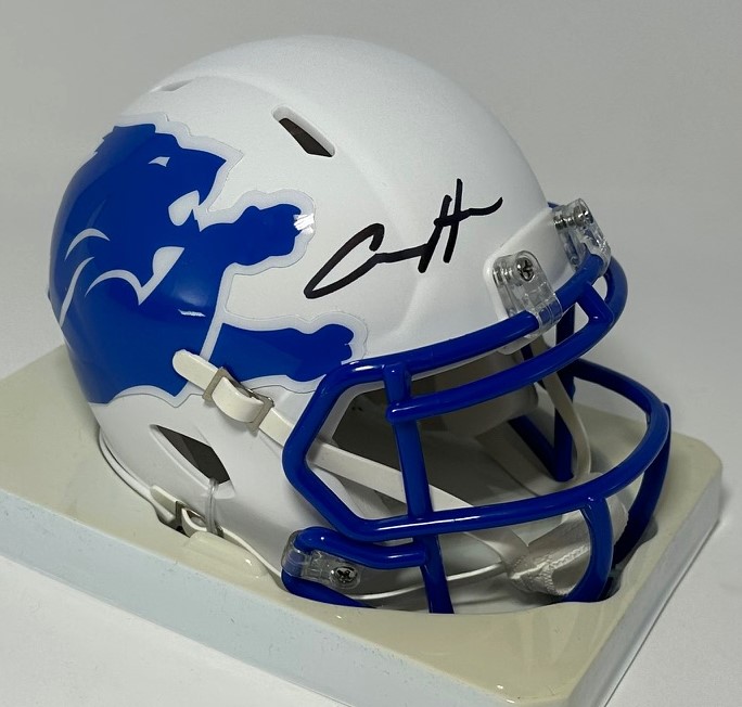 AIDAN HUTCHINSON SIGNED LIONS AMP SPEED MINI HELMET - BAS