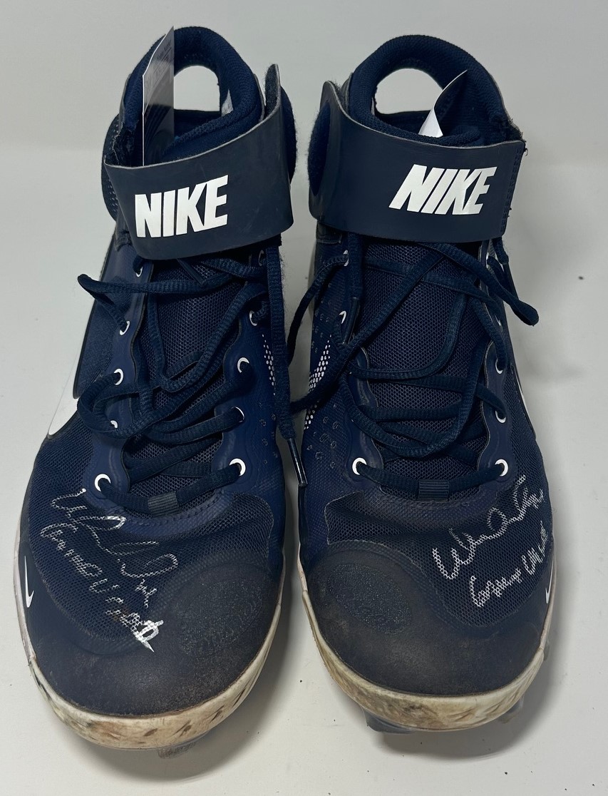 WILLIAM CONTRERAS SIGNED BRAVES NIKE REACT GAME USED CLEATS #15 - JSA