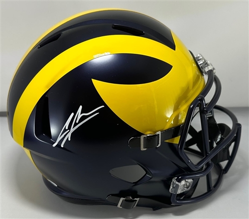 CHARLES WOODSON SIGNED FULL SIZE MICHIGAN WOLVERINES REPLICA HELMET - JSA