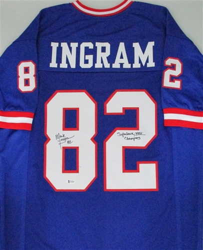 MARK INGRAM SIGNED CUSTOM REPLICA NY GIANTS JERSEY W/ SB CHAMPS - BCA