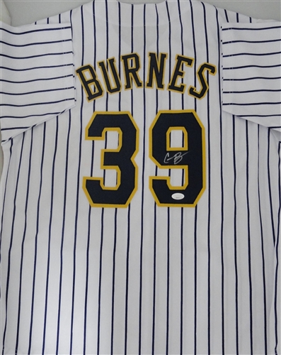 CORBIN BURNES SIGNED CUSTOM REPLICA BREWERS PINSTRIPE JERSEY - JSA