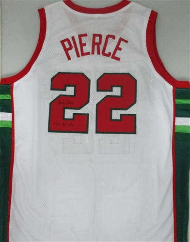 RICKY PIERCE SIGNED CUSTOM REPLICA WHITE BUCKS JERSEY