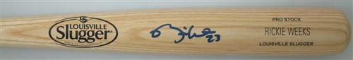 RICKIE WEEKS SIGNED LOUISVILLE SLUGGER BLONDE BAT - JSA