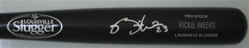 RICKIE WEEKS SIGNED LOUISVILLE SLUGGER BLACK BAT - JSA