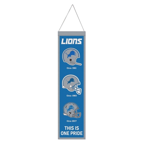 DETROIT LIONS 8X32 WOOL HERITAGE BANNER