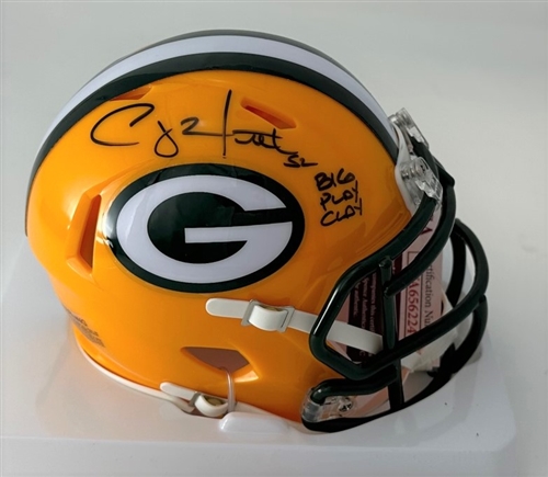 CLAY MATTHEWS SIGNED PACKERS SPEED MINI HELMET W/ BIG PLAY CLAY - JSA