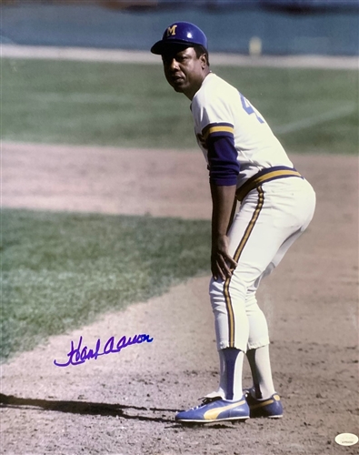 HENRY HANK AARON SIGNED 16X20 BREWERS PHOTO #1 - JSA