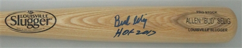 BUD SELIG SIGNED LOUISVILLE SLUGGER NAME ENGRAVED BLONDE BAT W/ HOF - BREWERS - JSA