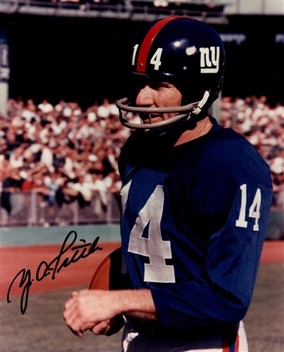 YA TITTLE SIGNED 8X10 NEW YORK GIANTS PHOTO #1