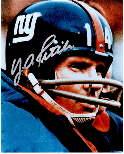 YA TITTLE SIGNED 8X10 NEW YORK GIANTS PHOTO #2